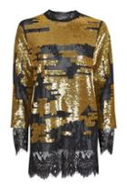 Topshop Patched Sequin Long Line Tunic