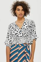 Topshop Spot Print Twist Front Blouse