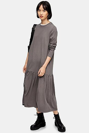 Topshop Acid Wash Drop Waist Midi Dress
