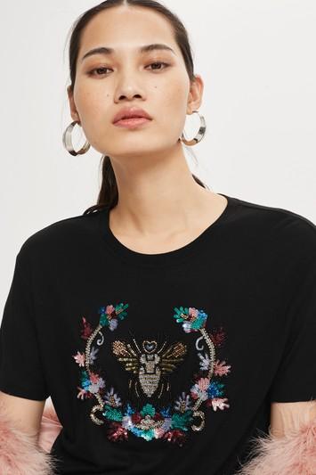 Topshop Embellished Bee T-shirt