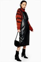Topshop Leather Midi Pinafore Dress