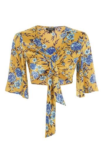 Topshop Floral Front Knot Top