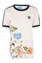 Topshop Three Stripe Floral Print T-shirt By Adidas Originals