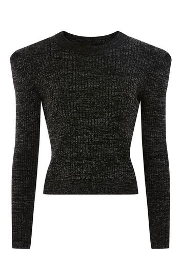 Topshop Lurex Bold Shoulder Jumper