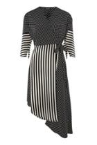 Topshop Spot & Stripe Mid Wrap Dress