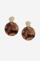 Topshop Leopard Print Disc Drop Earrings