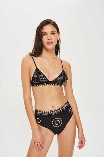 Topshop Super Studded High Waist Bikini Bottoms