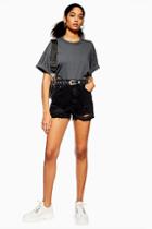 Topshop Denim Mom Shorts With Rips