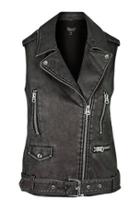 Topshop Sleeveless Faux Leather Biker Jacket