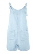 Topshop Moto Knot Tie Chambray Playsuit