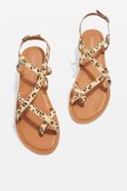 Topshop *wide Fit Hiccup Strappy Leopard Sandals