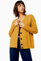 Topshop Mustard Knitted Super Soft Ribbed Cardigan
