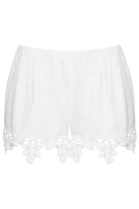 Topshop White Crochet Hem Shorts