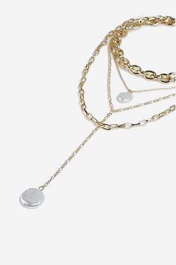 Topshop *mixed Chain Pearl Necklace