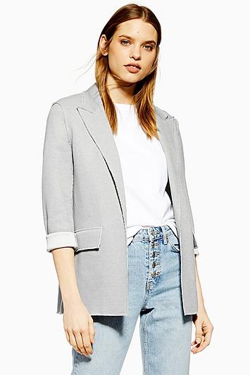 Topshop Raw Hem Jersey Boyfriend Blazer