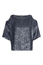 Topshop Double Layered Sequin Cold Shoulder Top