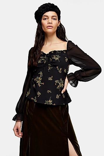 Topshop Palermo Floral Print Blouse