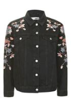 Topshop Moto Floral Embroidered Jacket