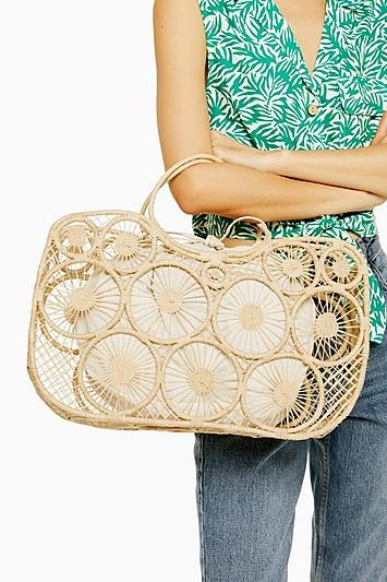 Topshop Sail Handmade Straw Tote Bag