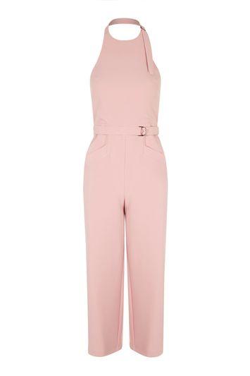 Topshop Belted Halterneck Jumpsuit