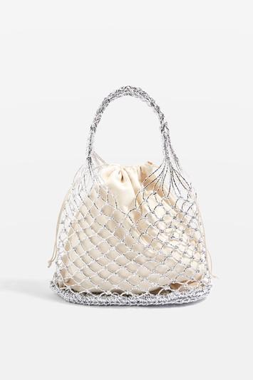 Topshop Silver Shakira Woven Shopper Bag