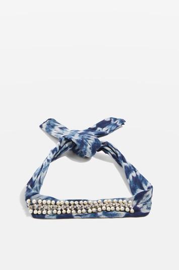 Topshop Tie Dye Pearl Detail Necktie