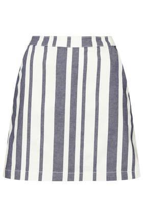 Topshop Tall Moto Stripe Denim Skirt
