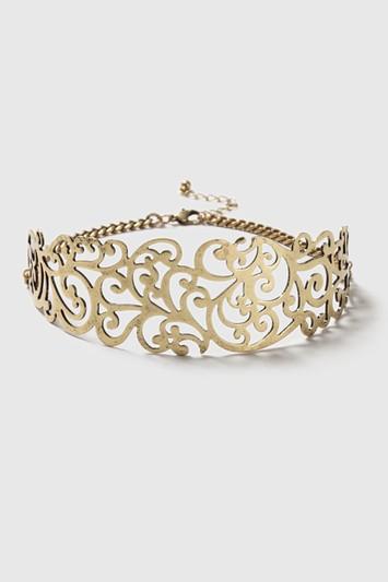 Topshop Gold Cut Out Choker Necklace