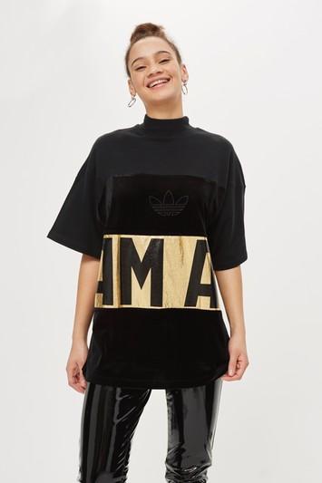 Topshop Velour Metallic T-shirt By Adidas Originals