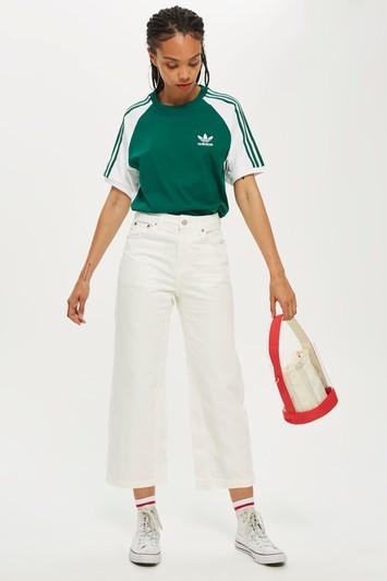 Topshop Petite White Cropped Wide Leg Jeans