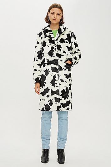Topshop Cow Print Coat