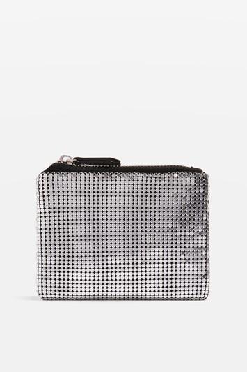 Topshop Silver Chainmail Zip Top Purse