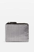 Topshop Silver Chainmail Zip Top Purse