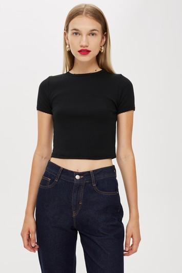 Topshop Short Sleeve Scallop T-shirt