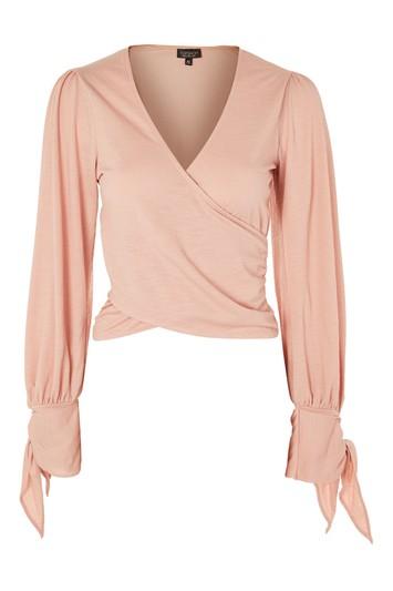 Topshop Blouson Tie Sleeve Top