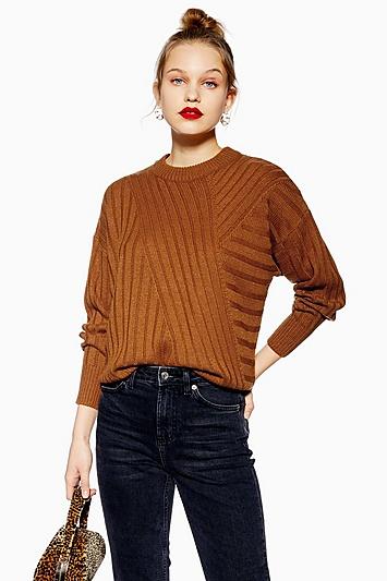 Topshop Directional Ribbed Jumper