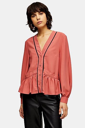 Topshop Plain Pink Chuck On Blouse