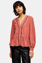 Topshop Plain Pink Chuck On Blouse