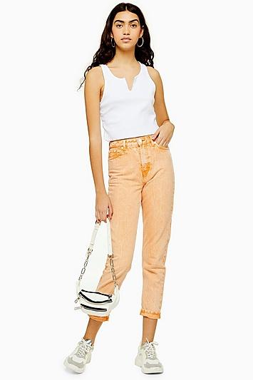 Topshop Orange Acid Wash Mom Jeans