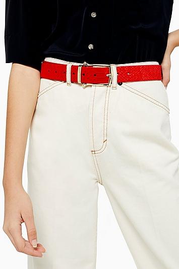 Topshop Pony Hair Red Buckle Belt