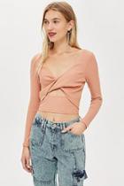 Topshop Twist Front Ribbed Top