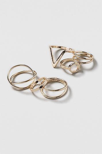 Topshop *gold Mega Geo Rings Pack