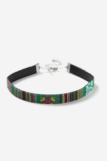 Topshop Aztec Pattern Fabric Choker Necklace