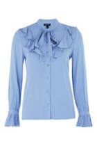 Topshop Jacquard Spot Ruffle Shirt