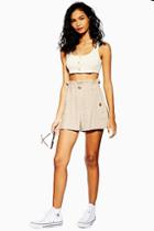 Topshop Tall Natural Paperbag Shorts With Linen