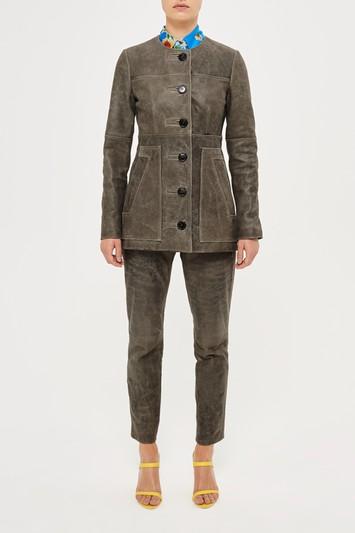 Topshop *olivia Longline Leather Jacket By Unique