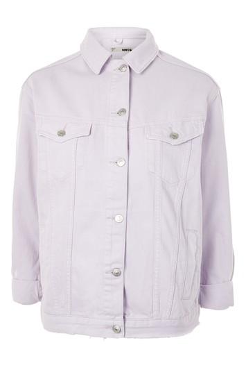 Topshop Moto Lilac Elbow Rip Denim Jacket