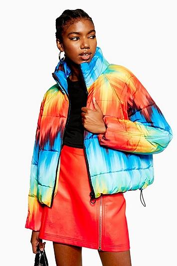 Topshop Rainbow Puffer Jacket