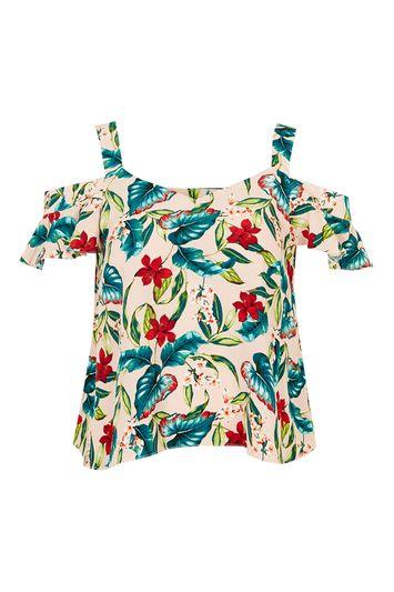Topshop Petite Blush Floral Bardot Top