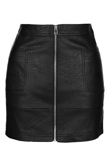 Topshop Tall Pu Zippy Skirt